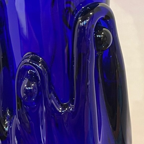 Hot Glass Works 11" Cobalt Blue Lily Pad Abstract Vase - Picture 7 of 12